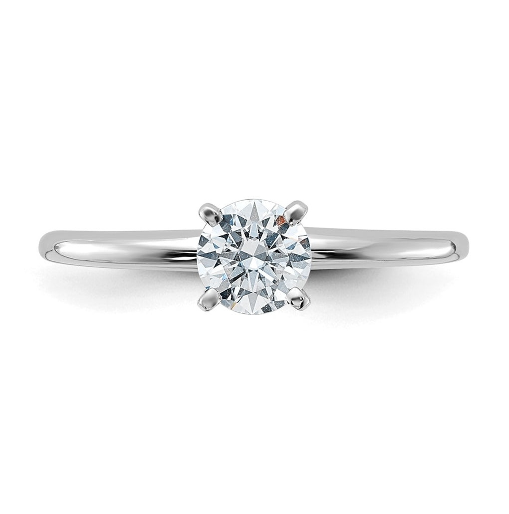 14k White Gold 1/2 carat Certified Lab Grown Diamond VS+ F+ Round Complete Solitaire Engagement Ring