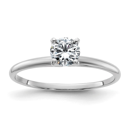 14k White Gold 1/2 carat Lab Grown Diamond VS+ F+ Round Complete Solitaire Engagement Ring