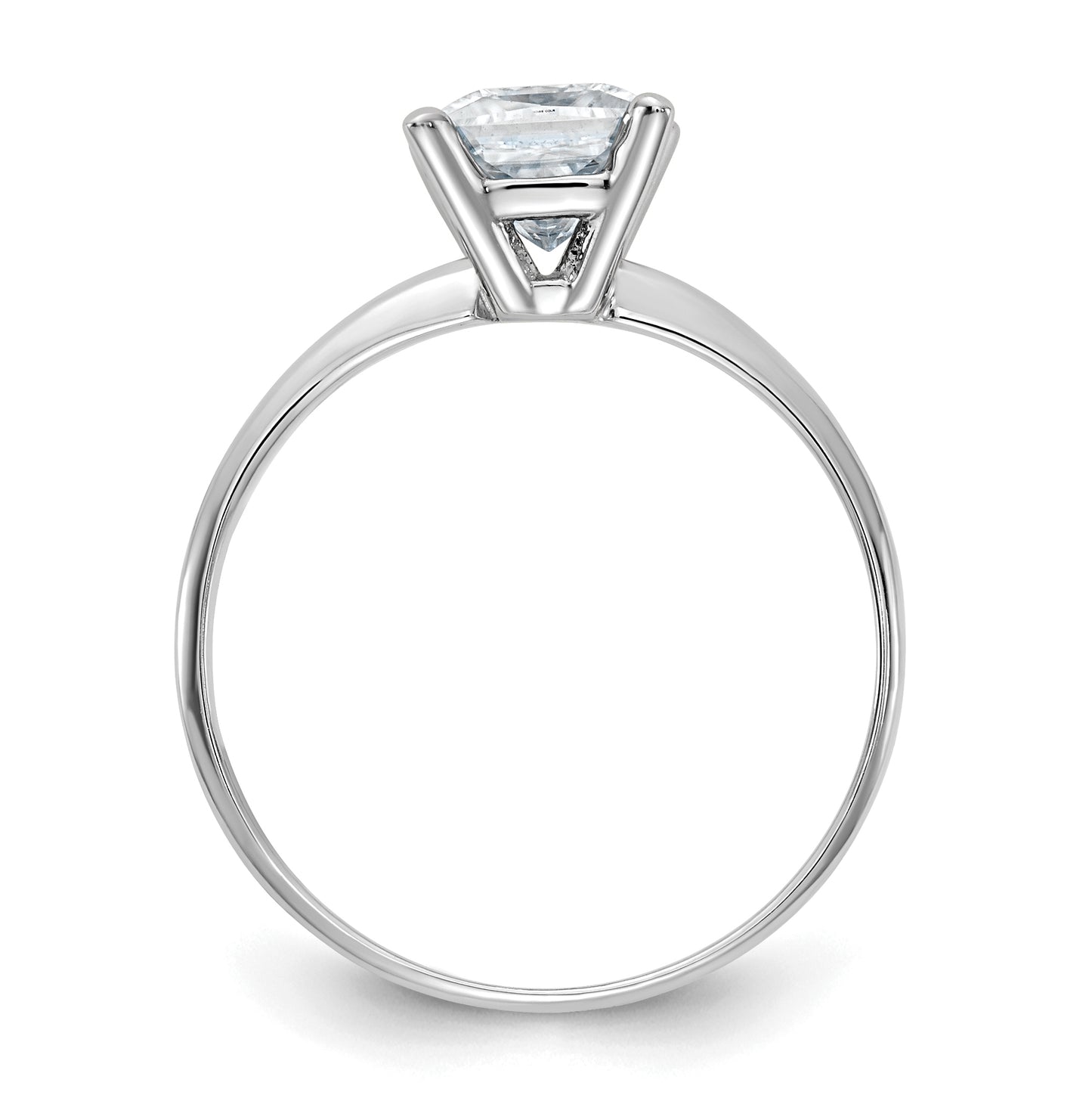 14K White Gold 1ct. D E F Pure Light Princess Moissanite Solitaire Ring, Size 6