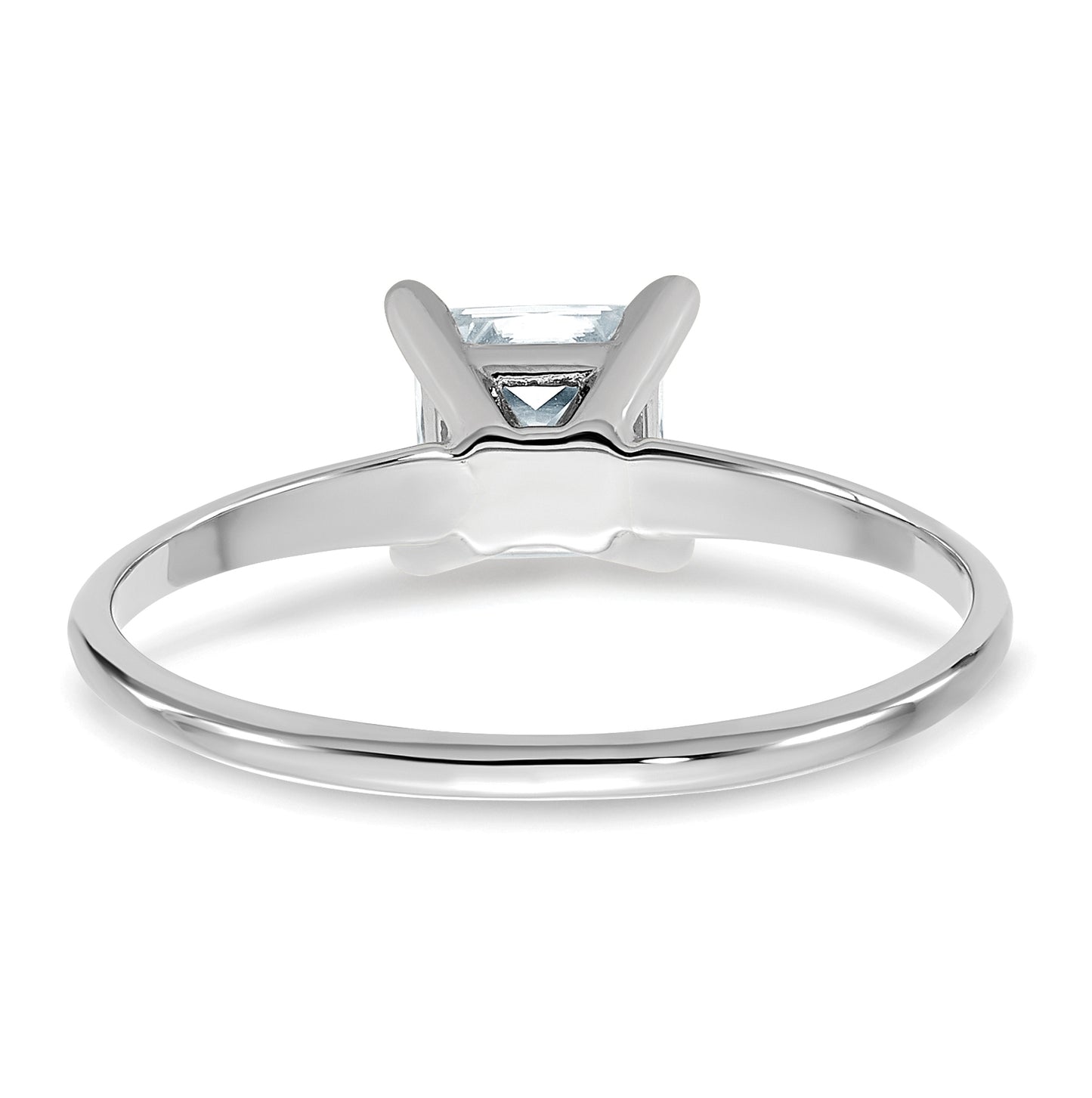14K White Gold 1ct. D E F Pure Light Princess Moissanite Solitaire Ring, Size 6