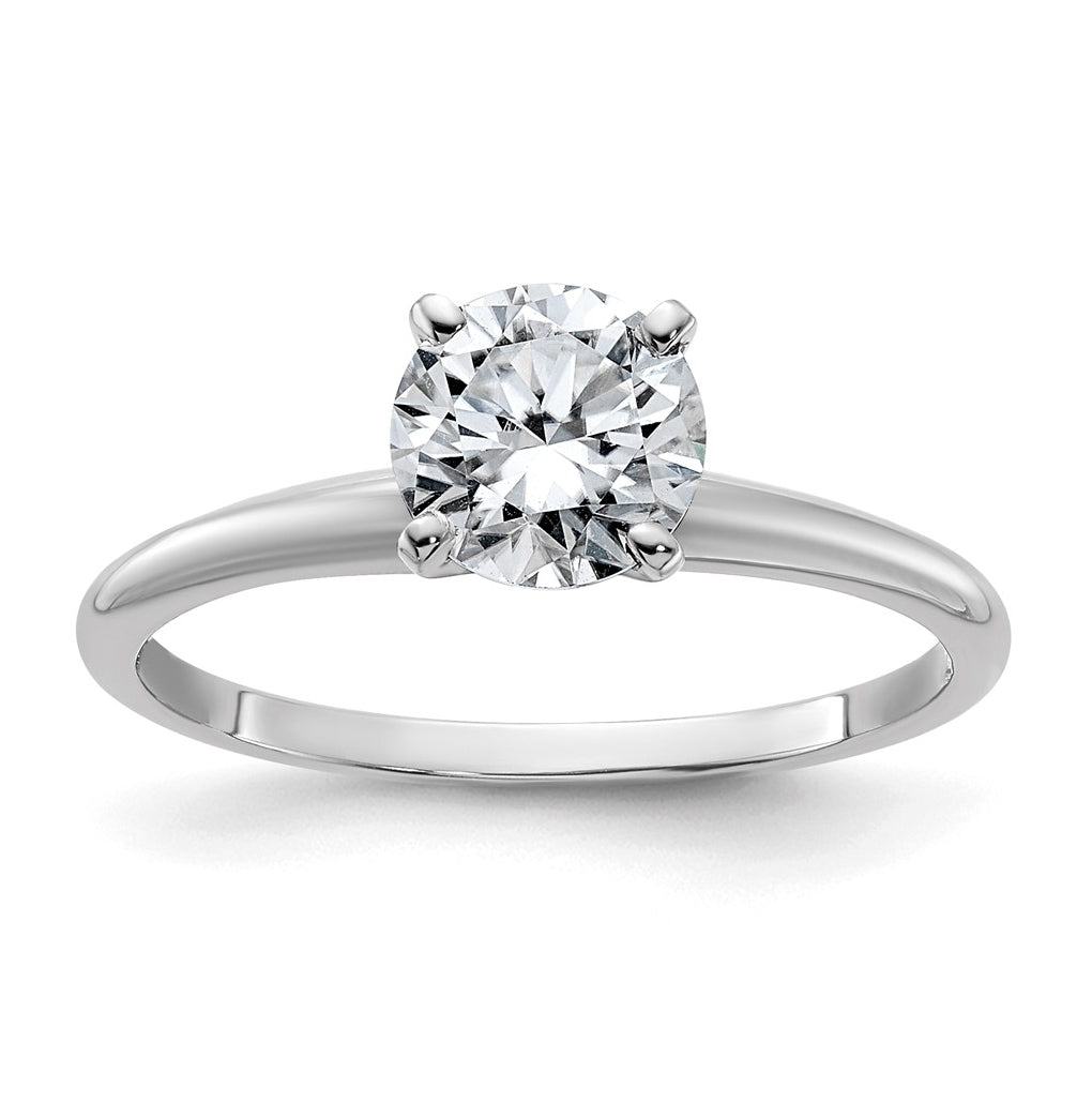 14k White Gold 1 carat Lab Grown Diamond VS+ F+ Round Complete Solitaire Engagement Ring