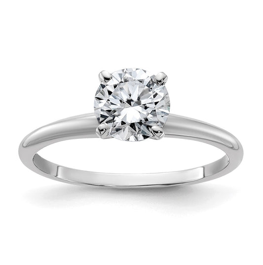 14K White Gold 1ct. D E F Pure Light Round Moissanite Solitaire Ring, Size 7