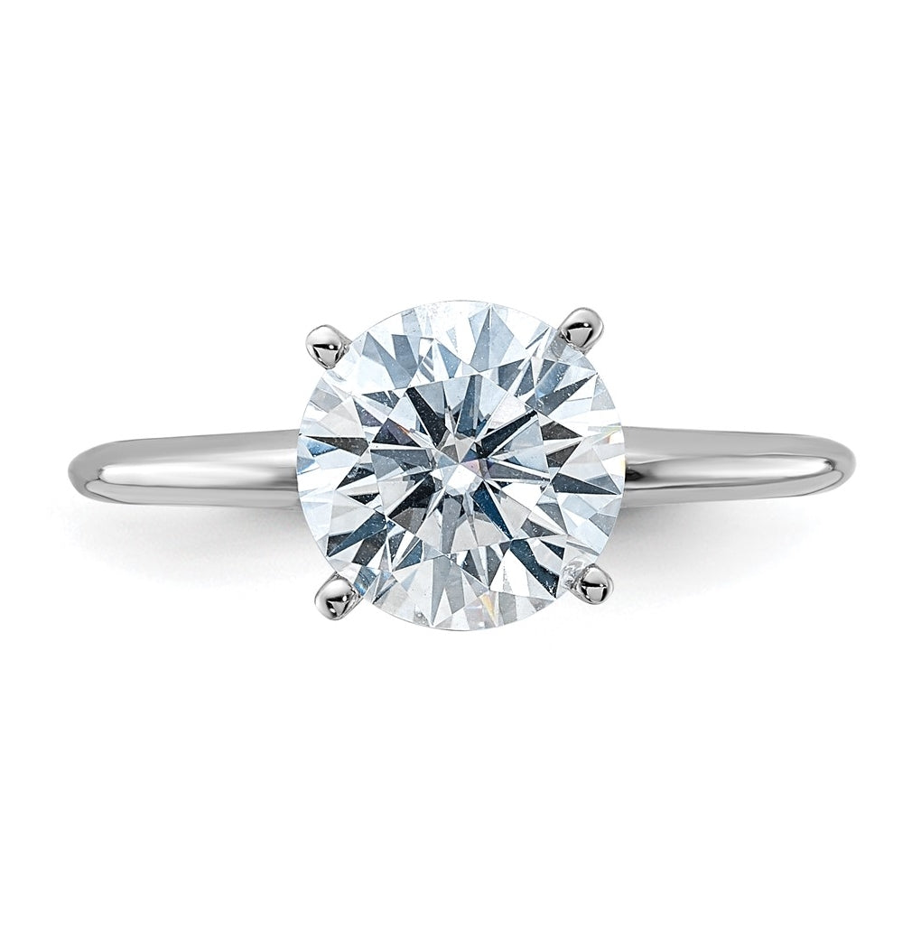 14k White Gold 2 carat Lab Grown Diamond VS+ F+ Round Complete Solitaire Engagement Ring