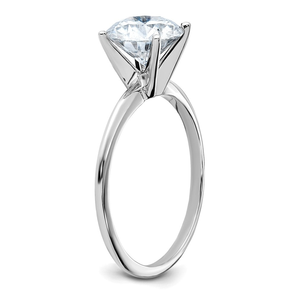 14k White Gold 2 carat Lab Grown Diamond VS/SI+ G+ Round Complete Solitaire Engagement Ring