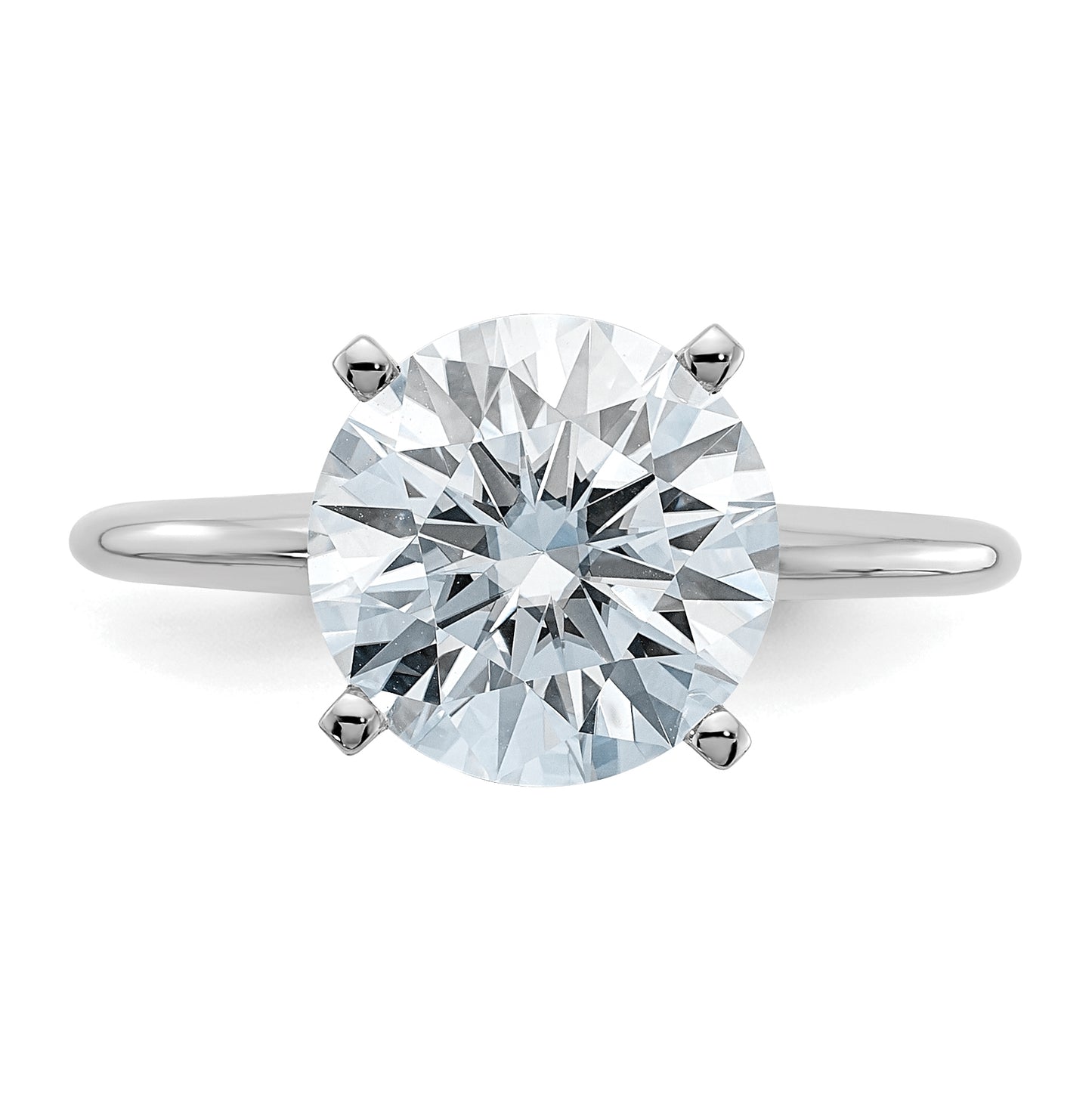 14K White Gold 3ct. D E F Pure Light Round Moissanite Solitaire Ring, Size 7
