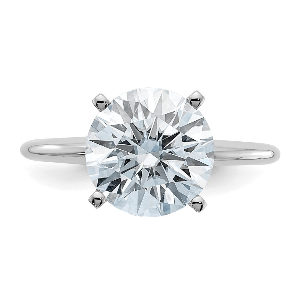14k White Gold 3 carat Lab Grown Diamond VS/SI+ G+ Round Complete Solitaire Engagement Ring
