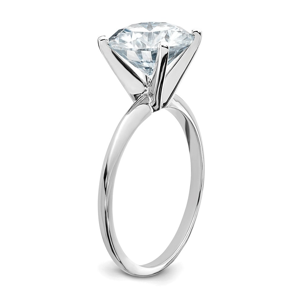 14k White Gold 3 carat Certified Lab Grown Diamond VS/SI+ G+ Round Complete Solitaire Engagement Ring