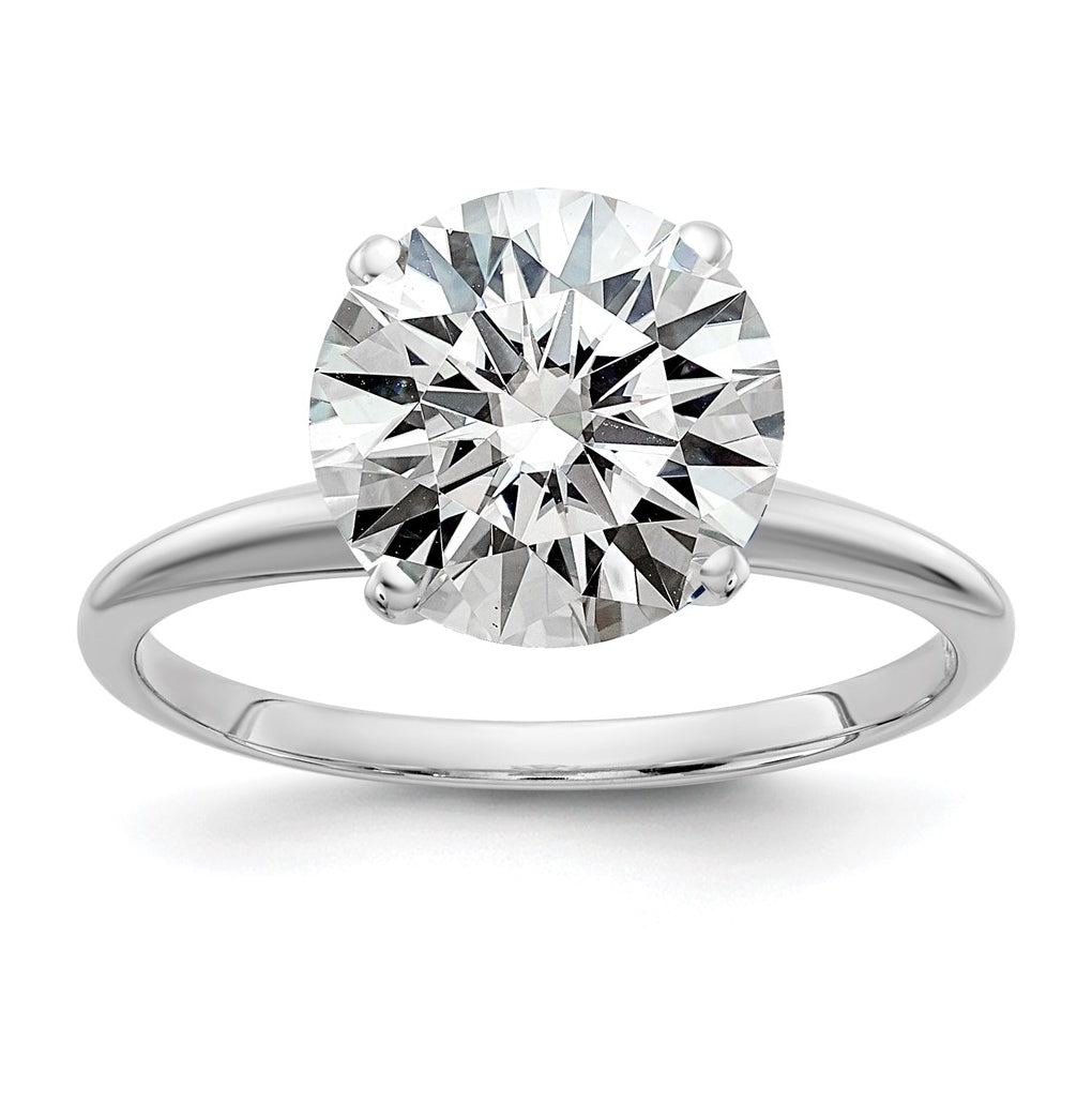14k White Gold 3 carat Lab Grown Diamond VS/SI+ G+ Round Complete Solitaire Engagement Ring