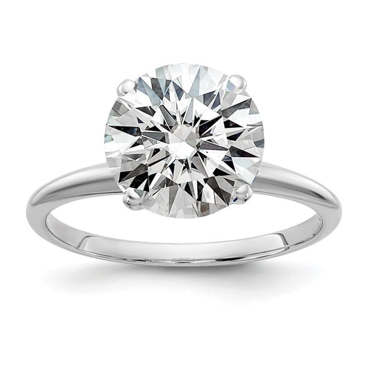 14K White Gold 3ct. D E F Pure Light Round Moissanite Solitaire Ring, Size 6