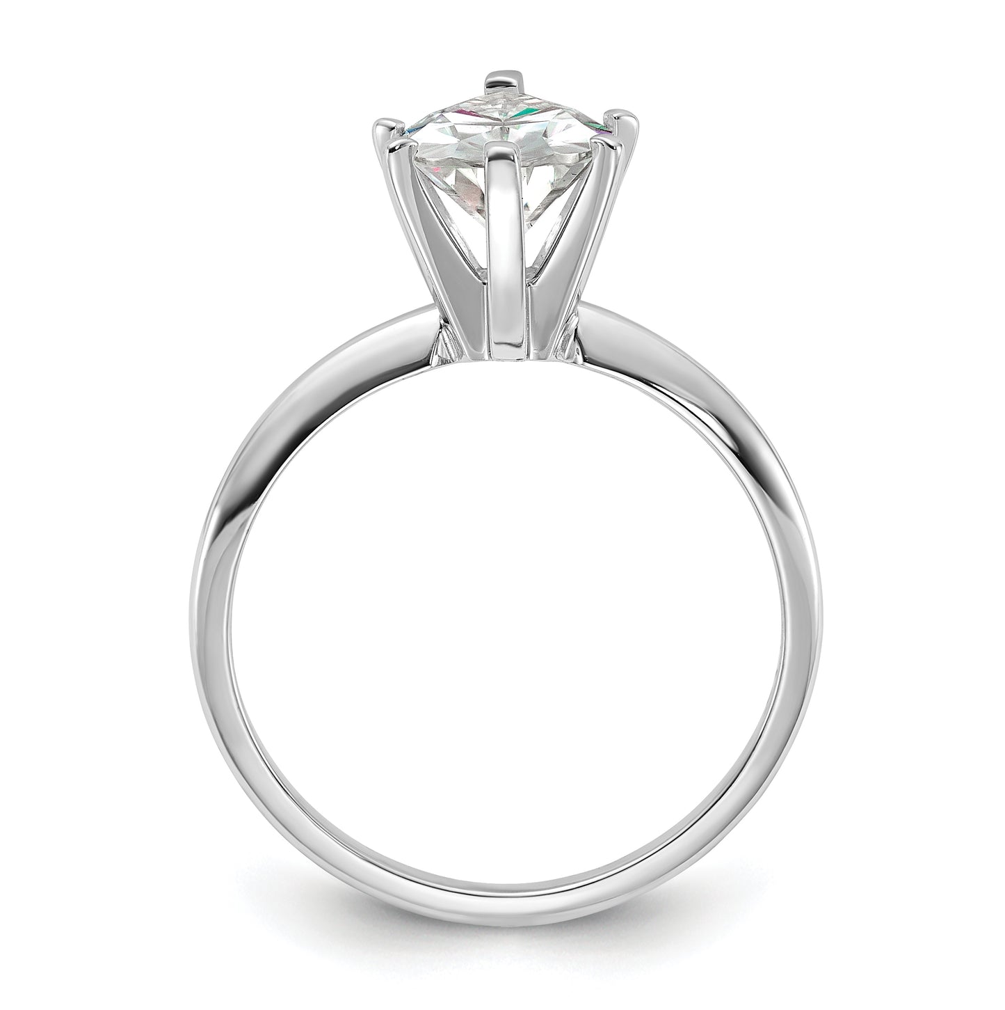 14K White Gold 2ct. D E F Pure Light Pear Moissanite Solitaire Ring, Size 7