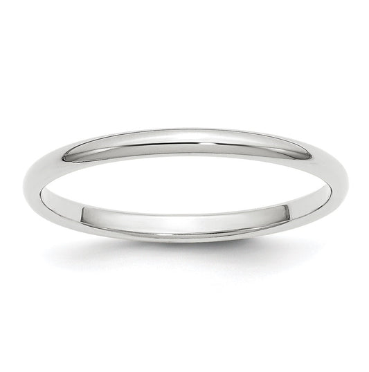 10k White Gold 2mm Half Round Wedding Band Size 5.5