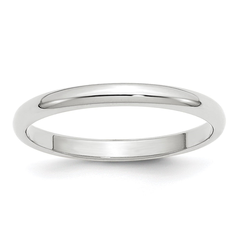 14k White Gold 2.5mm Half-Round Wedding Band Size 5