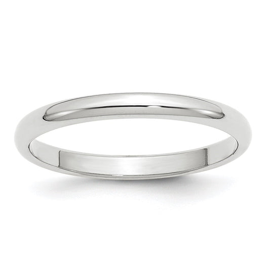 10k White Gold 2.5mm Half Round Wedding Band Size 5