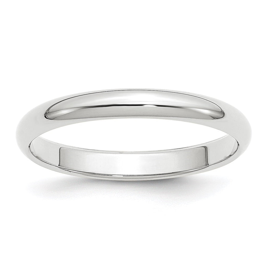 10k White Gold 3mm Half Round Wedding Band Size 4