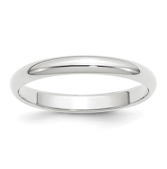 14k White Gold 3mm Half-Round Wedding Band Size 4.5