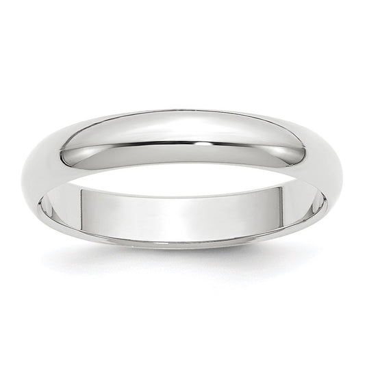 10k White Gold 4mm Half Round Wedding Band Size 5