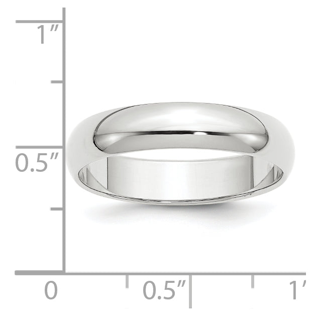 10k White Gold 5mm Half Round Wedding Band Size 5