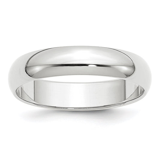 10k White Gold 5mm Half Round Wedding Band Size 5