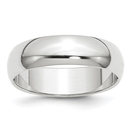 14k White Gold 6mm Half-Round Wedding Band Size 4.5