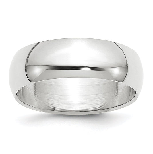14k White Gold 7mm Half-Round Wedding Band Size 5.5