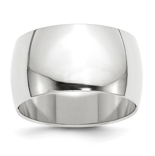 14k White Gold 12mm Half-Round Wedding Band Size 5