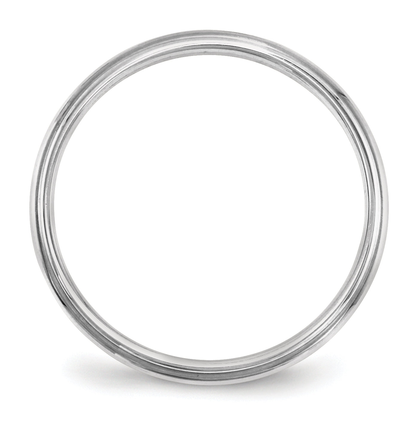 14k White Gold 2.5mm Half Round with Edge Wedding Band Size 5