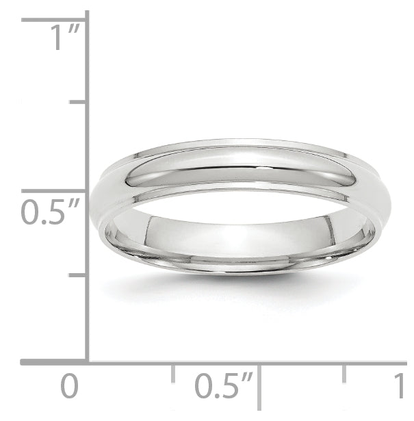10k White Gold 4mm Half Round with Edge Wedding Band Size 5