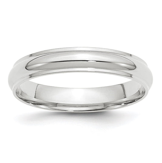 14k White Gold 4mm Half Round with Edge Wedding Band Size 4