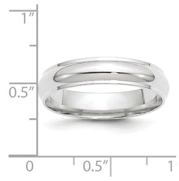 10k White Gold 5mm Half Round with Edge Wedding Band Size 5