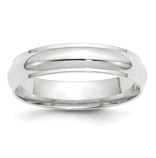 14k White Gold 5mm Half Round with Edge Wedding Band Size 5