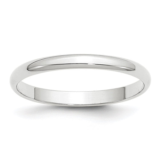 10k White Gold 2.5mm Lightweight Half Round Wedding Band Size 4
