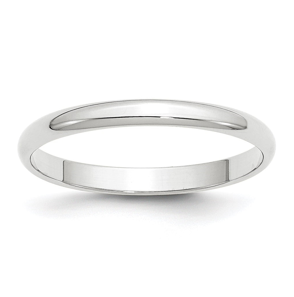 14k White Gold 2.5mm Lightweight Half Round Wedding Band Size 4