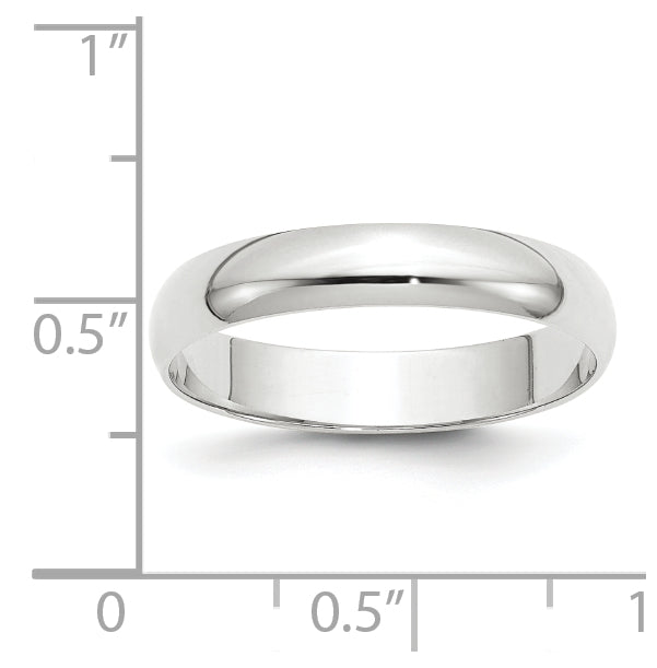 14k White Gold 4mm Lightweight Half Round Wedding Band Size 5.5