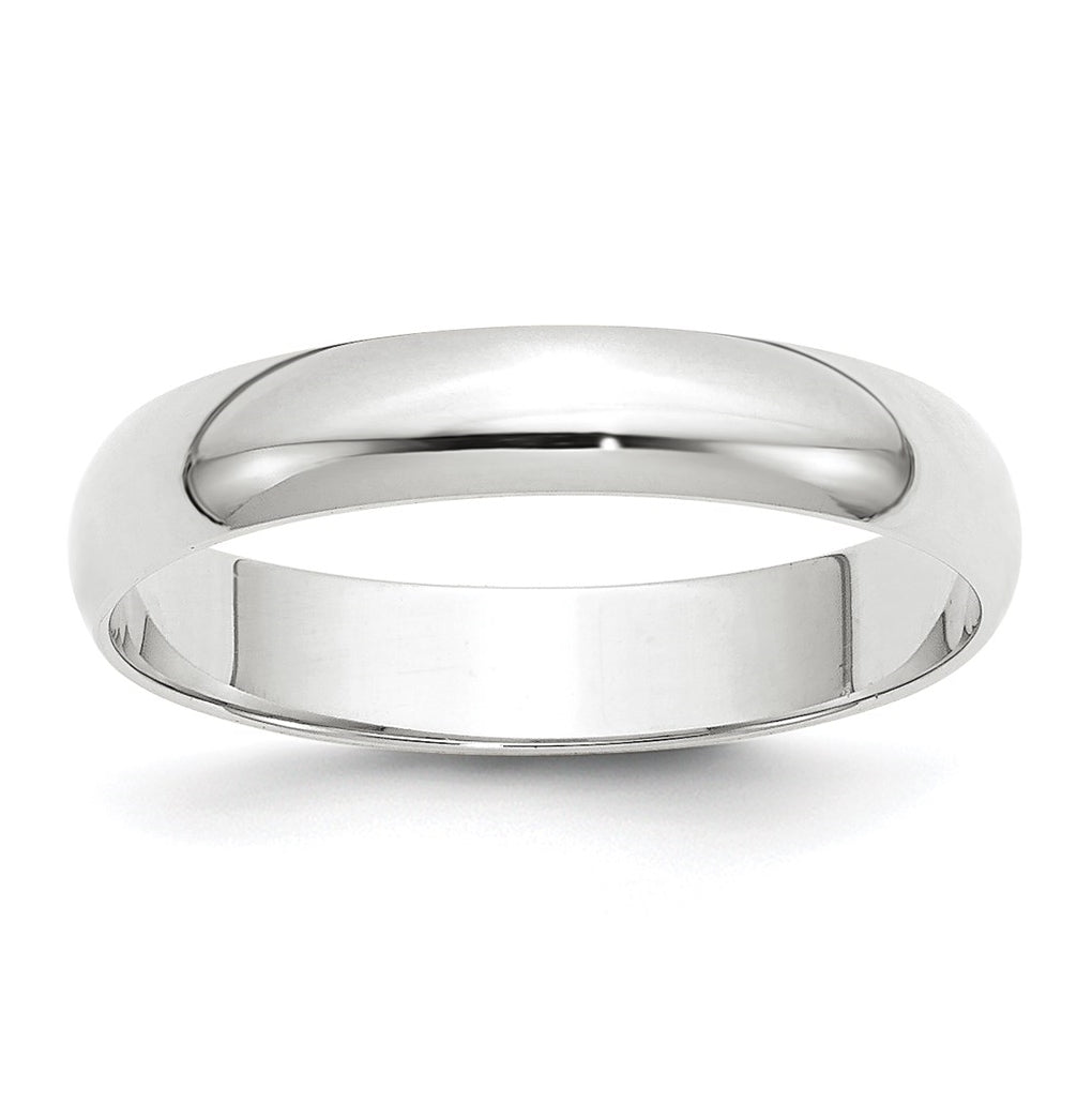 10k White Gold 4mm Lightweight Half Round Wedding Band Size 4.5