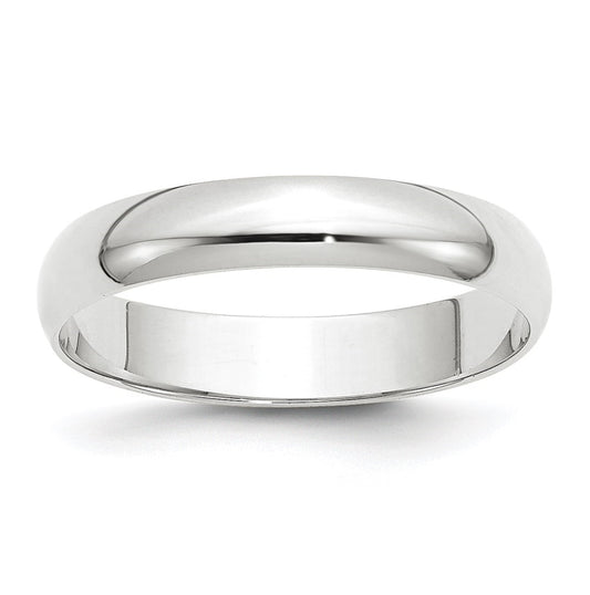 14k White Gold 4mm Lightweight Half Round Wedding Band Size 4