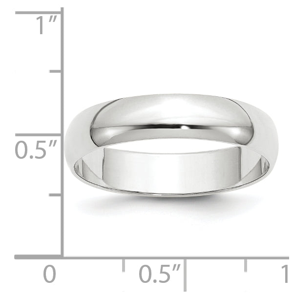 14k White Gold 5mm Lightweight Half Round Wedding Band Size 4