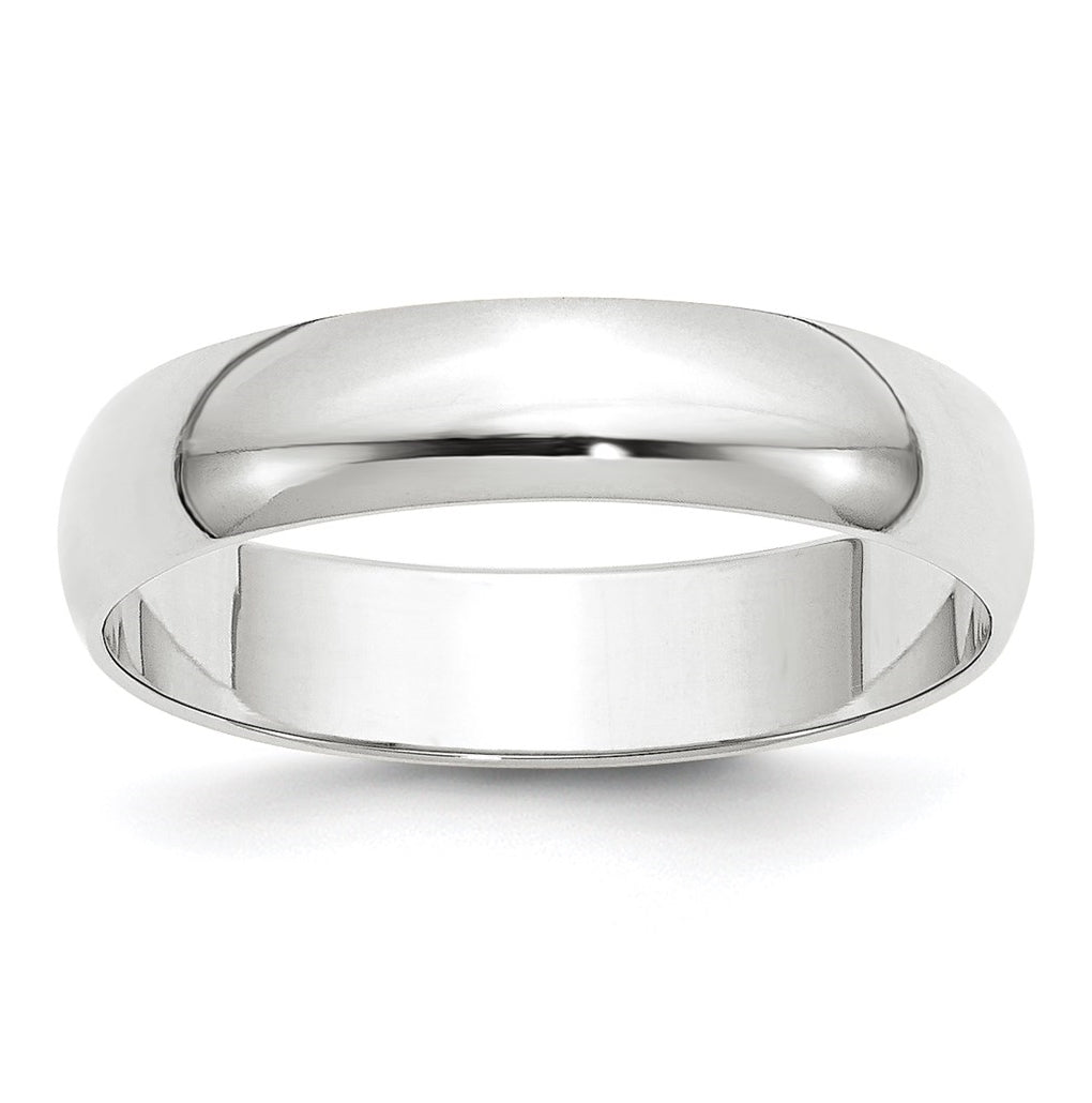 10k White Gold 5mm Lightweight Half Round Wedding Band Size 4