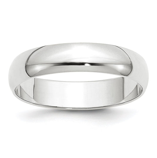 14k White Gold 5mm Lightweight Half Round Wedding Band Size 5.5