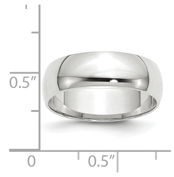 14k White Gold 6mm Lightweight Half Round Wedding Band Size 4