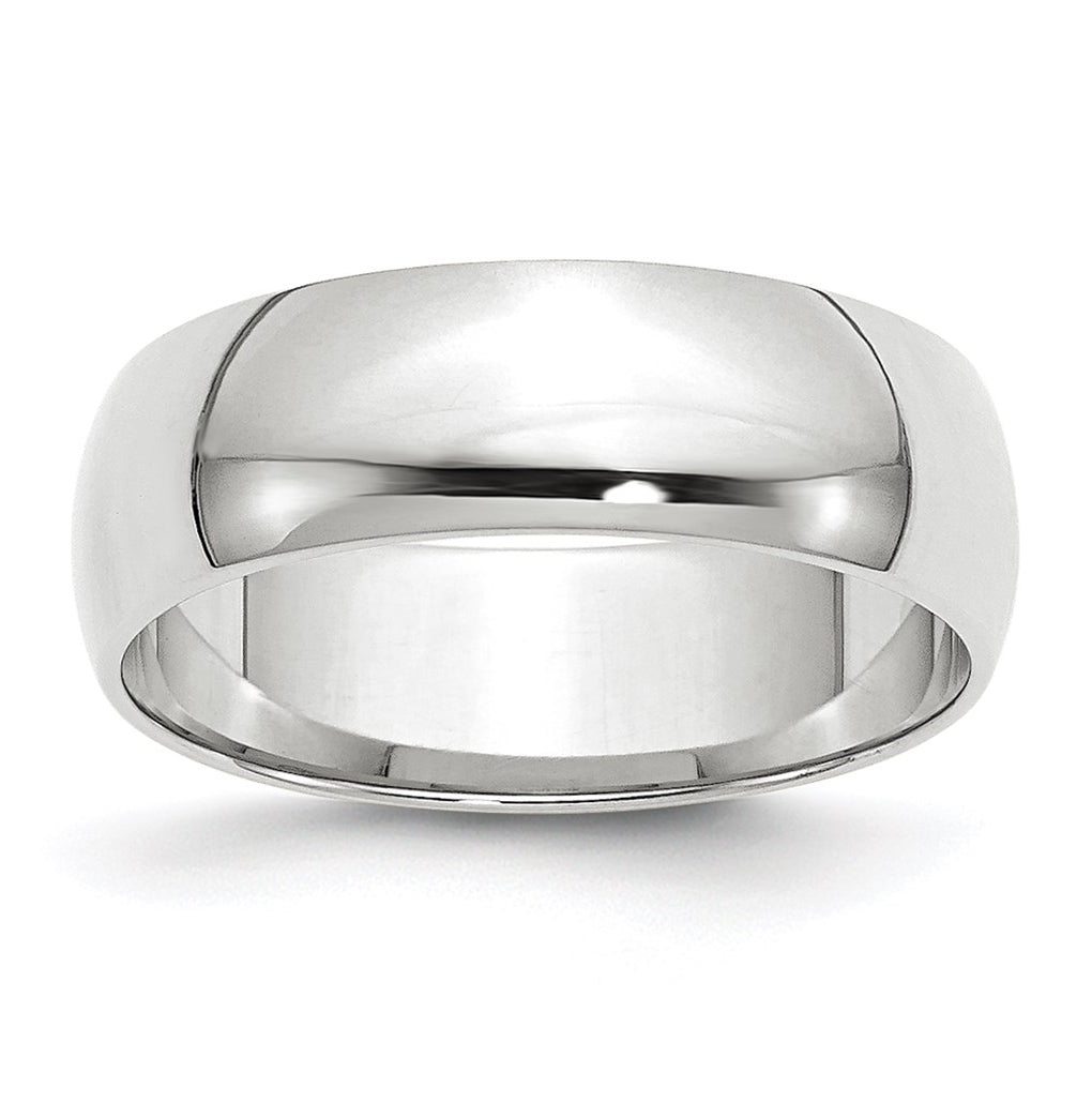 14k White Gold 6mm Lightweight Half Round Wedding Band Size 4.5