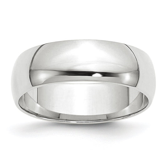 14k White Gold 6mm Lightweight Half Round Wedding Band Size 5.5