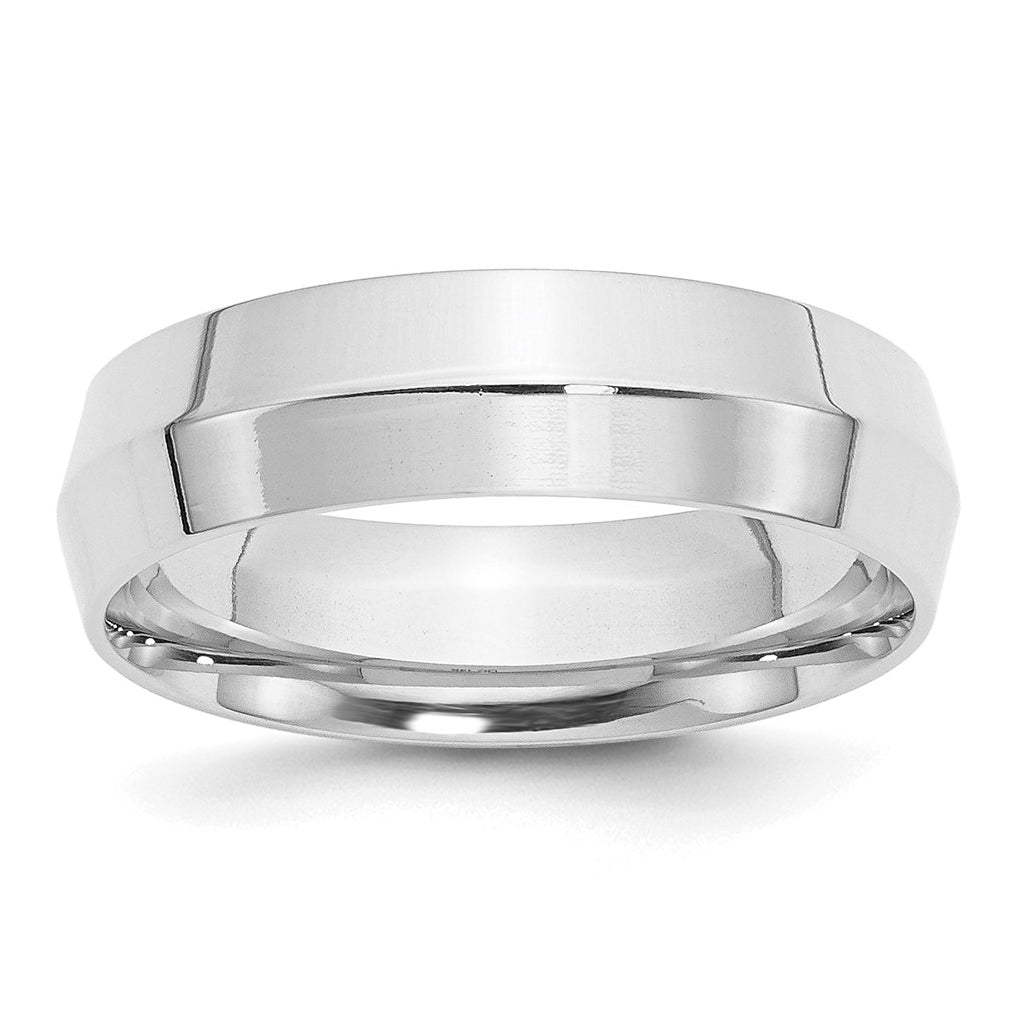 10k White Gold 6mm Knife Edge Comfort Fit Wedding Band Size 5