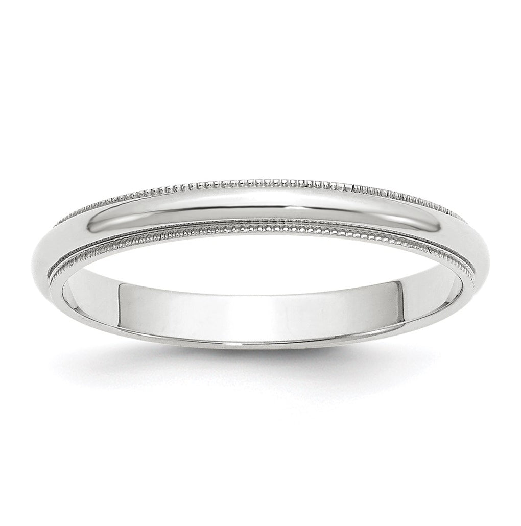 10k Yellow Or White Or Rose Gold Milgrain Half Round Wedding Band