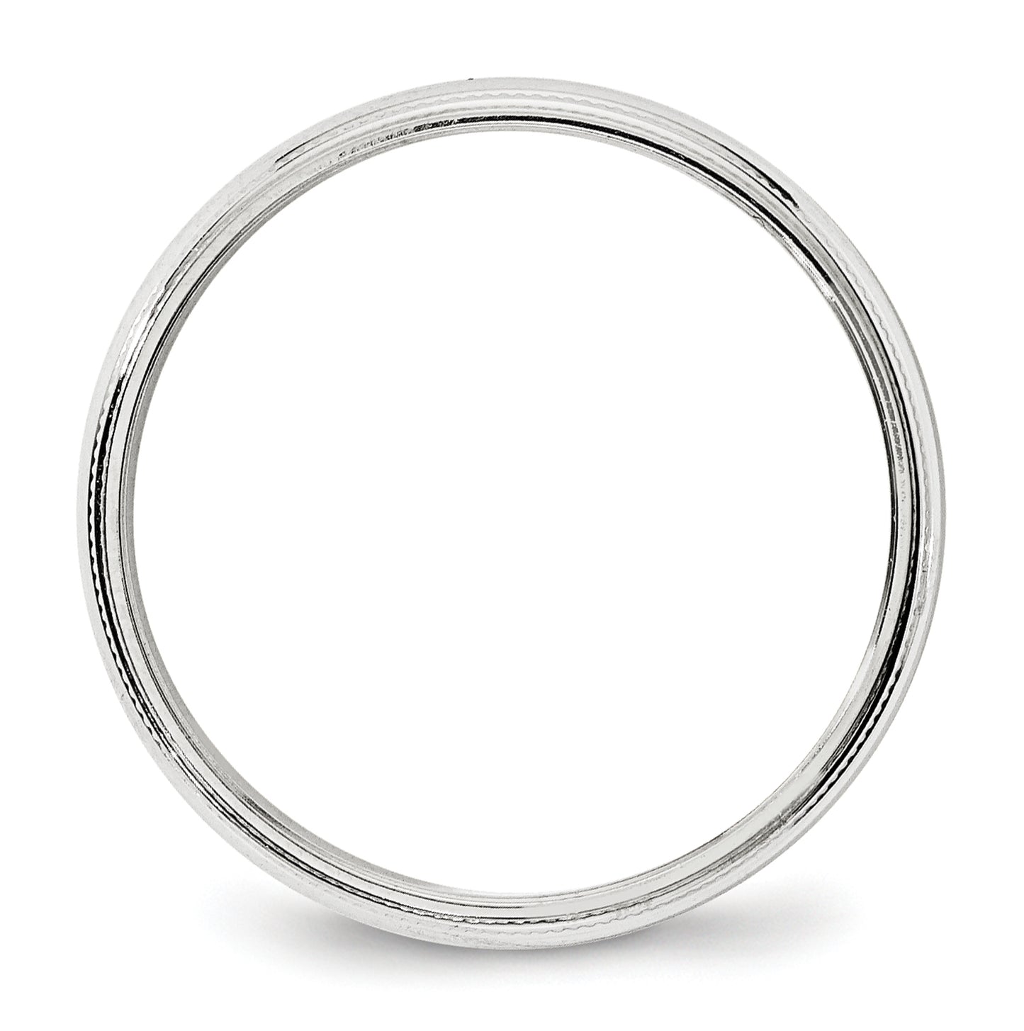 14k White Gold 4mm Milgrain Half Round Wedding Band Size 5.5