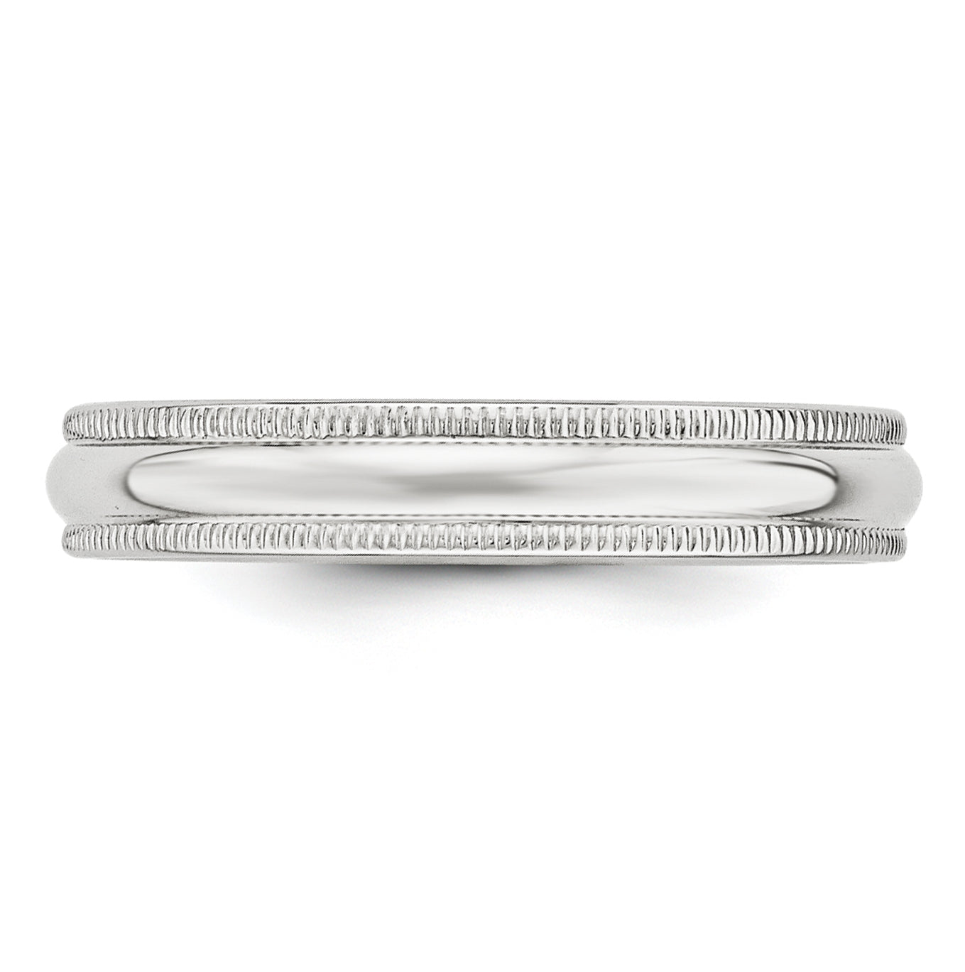 10k White Gold 4mm Milgrain Half Round Wedding Band Size 5