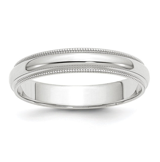 14k White Gold 4mm Milgrain Half Round Wedding Band Size 4.5