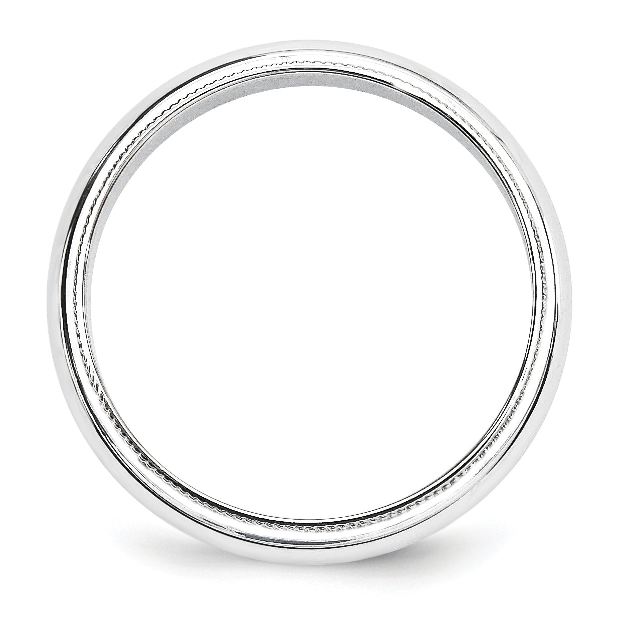10k White Gold 5mm Milgrain Half Round Wedding Band Size 5