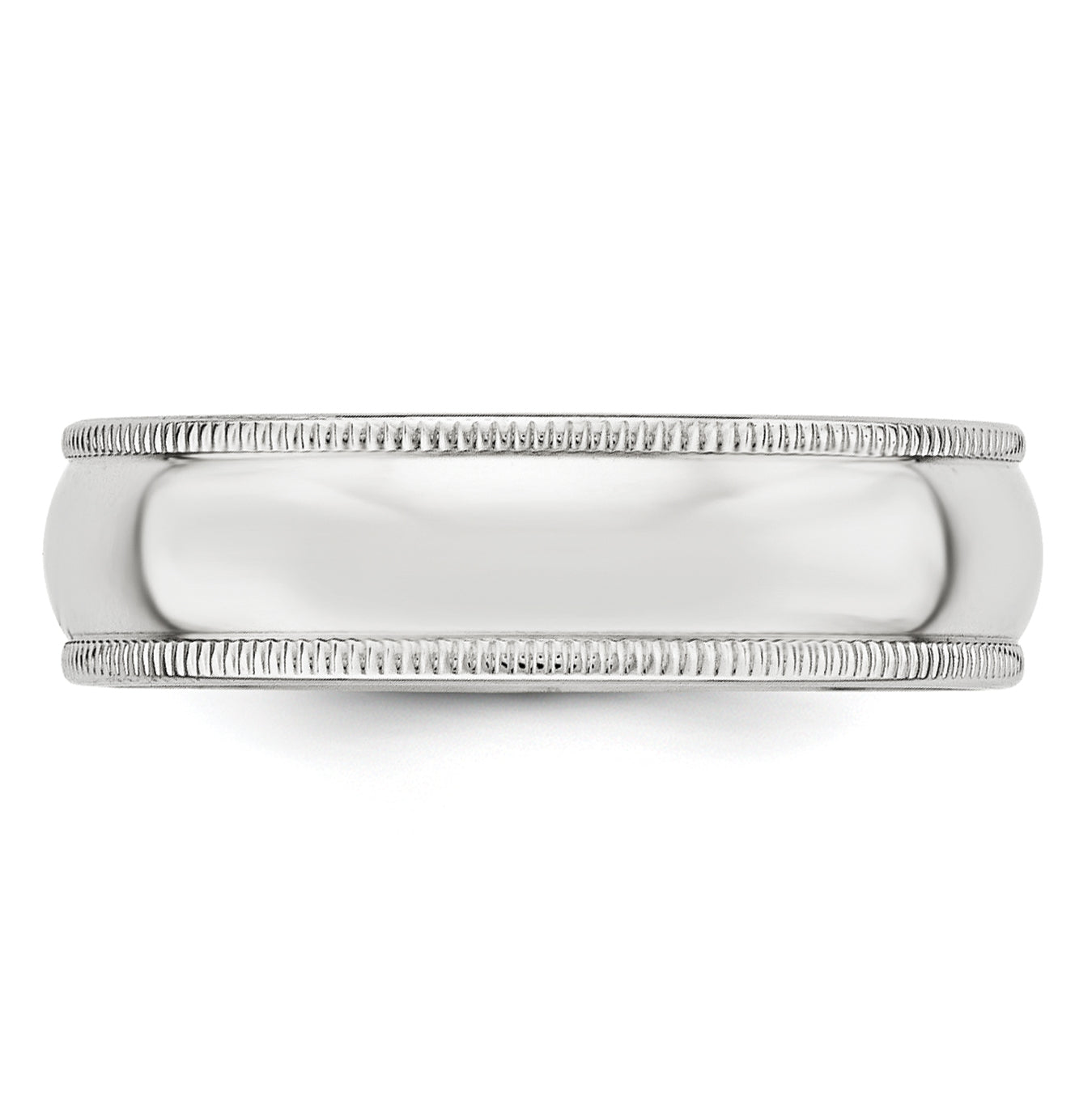 10k White Gold 6mm Milgrain Half Round Wedding Band Size 5