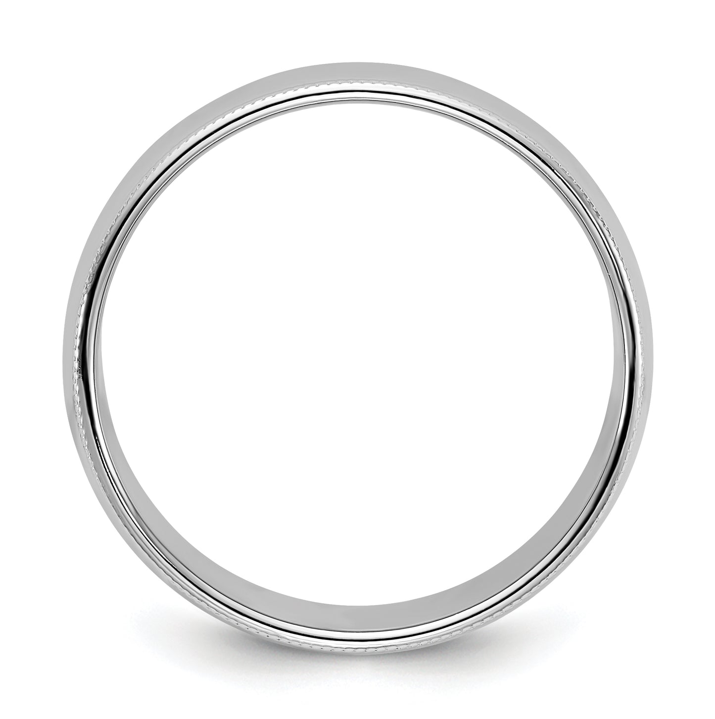10k White Gold 8mm Milgrain Half Round Wedding Band Size 5.5