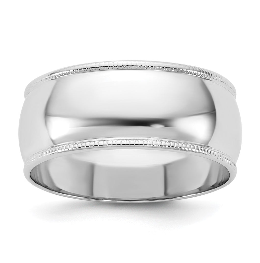 10k Yellow Or White Or Rose Gold Milgrain Half Round Wedding Band